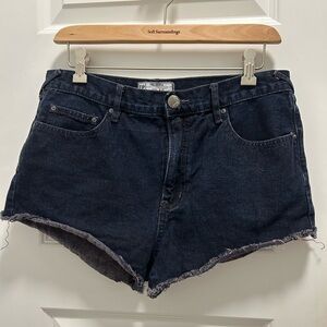 Free People Dark Blue Jean Shorts Raw Hem Sz 29